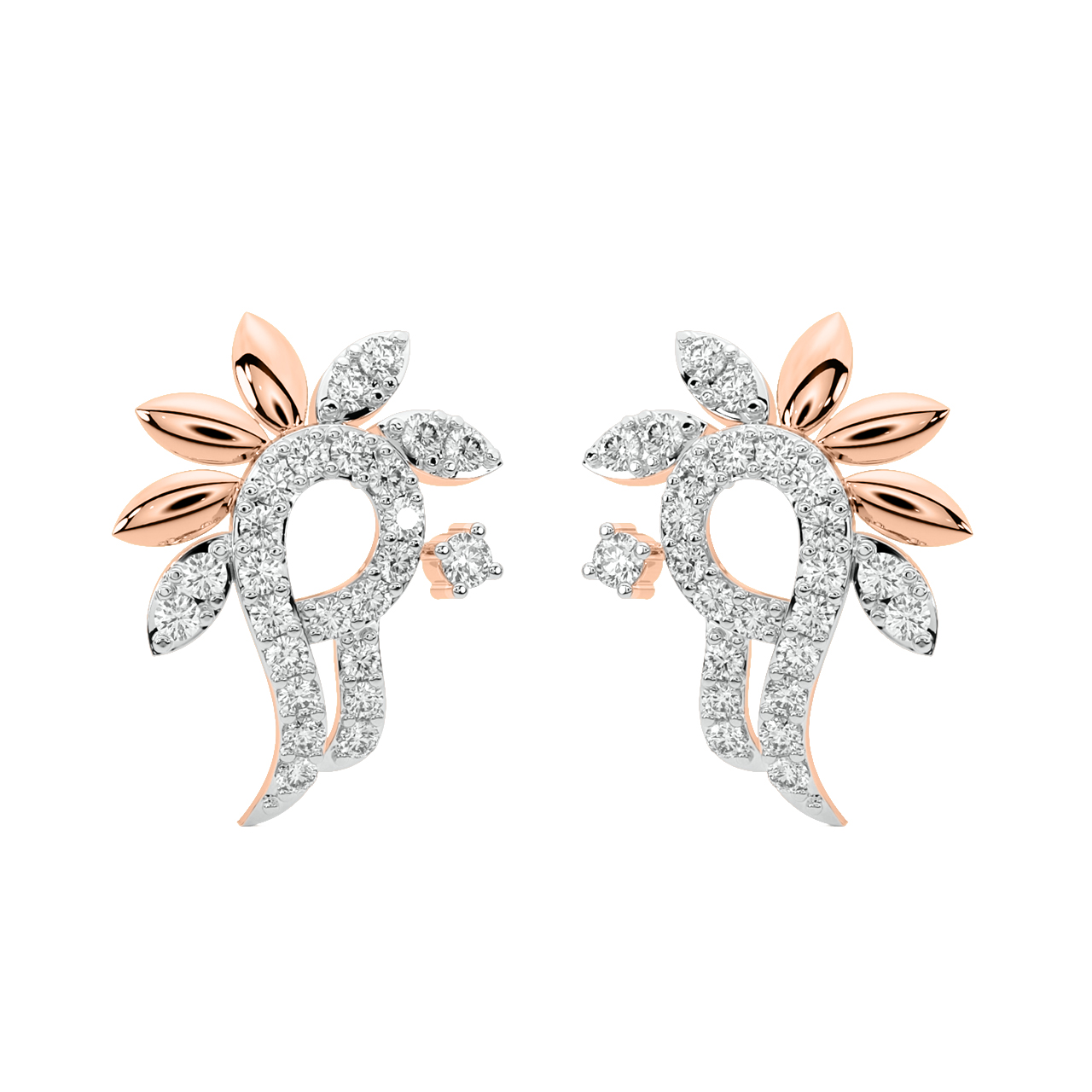 Jewel Round Diamond Stud Earrings